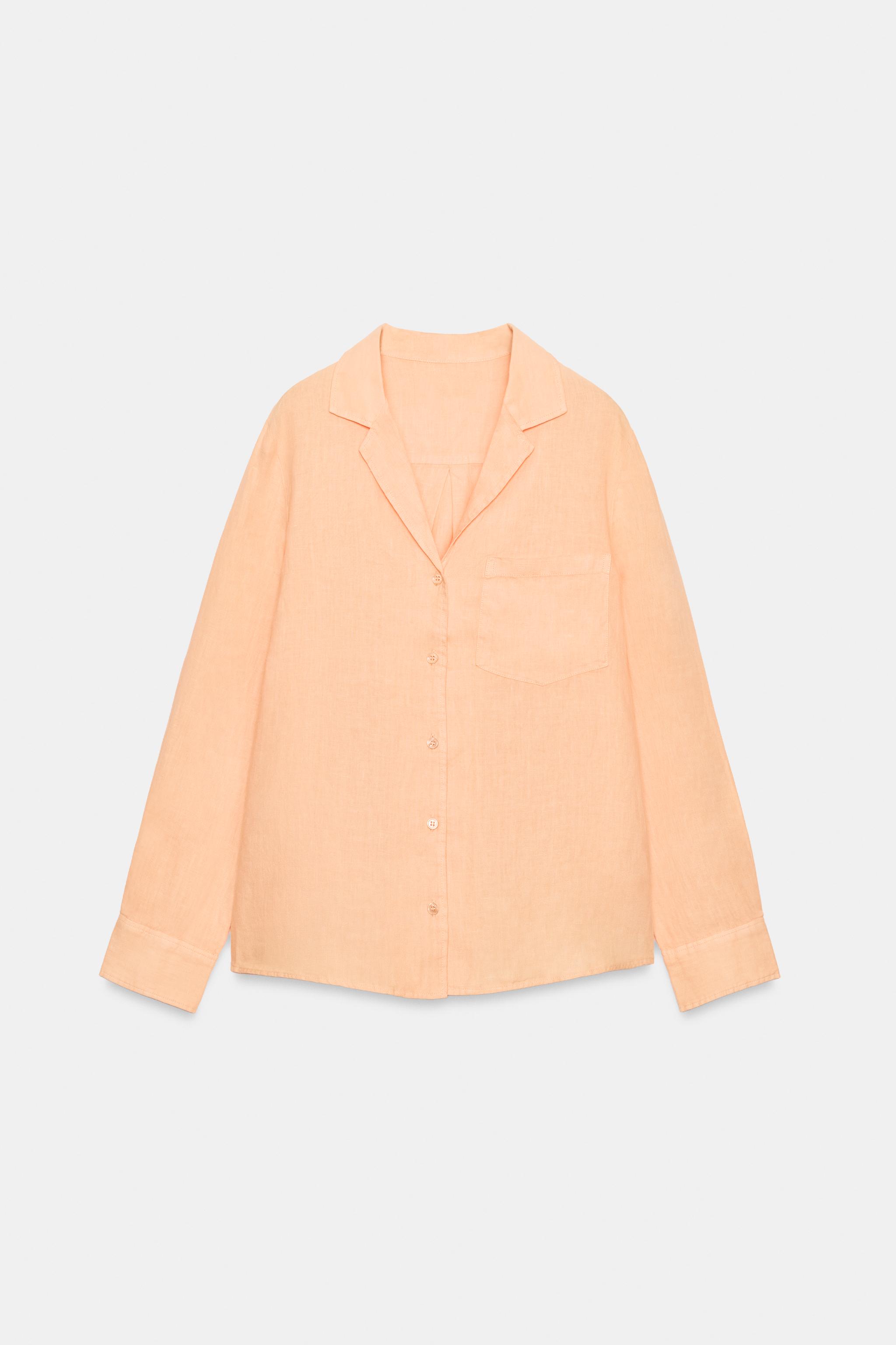 100% LINEN SHIRT WITH POCKET ZW COLLECTION